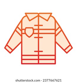 Fireman uniform gradient line icon. Fireproof suit outline style pictogram on white background. Fire jacket protection for mobile concept and web design. Vector graphics