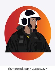 Fireman in uniform and a helmet on head