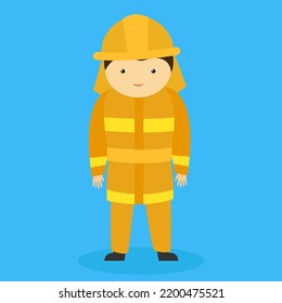 bombero con uniforme de fondo azul