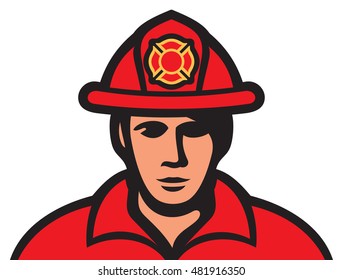 fireman in uniform vector illustration (fire fighter)