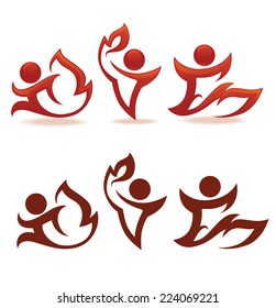fireman, vector collection of abstract people and symbols of flame