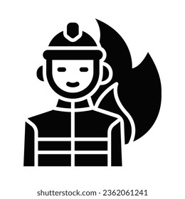 Fireman Vector Glyph Icon For Personal And Commercial Use.

