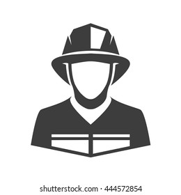 Fireman vector icon. Illustration of fireman isolated on white background in flat style. Icon of man in fireman uniform.  