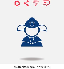 Fireman vector icon on grey background.