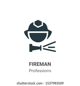 Fireman vector icon on white background. Flat vector fireman icon symbol sign from modern professions collection for mobile concept and web apps design.