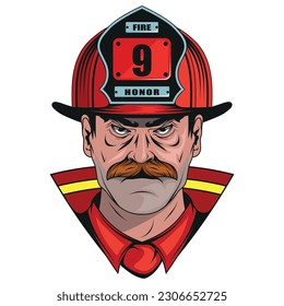 Fireman. Vector illustration of a man in uniform. Emergency service worker or employee. Dangerous job