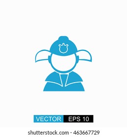 Fireman vector. Isolated blue icon on white background.