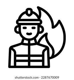 Fireman Vector Line Icon Design