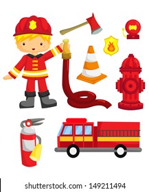 Fireman Vector set