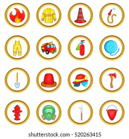 Fireman vector set in cartoon style isolated on white background