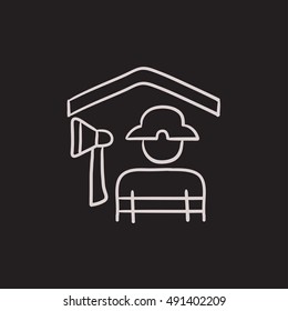 Fireman vector sketch icon isolated on background. Hand drawn Fireman icon. Fireman sketch icon for infographic, website or app.