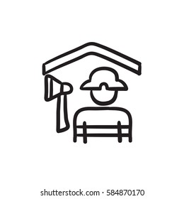 Fireman vector sketch icon isolated on background. Hand drawn Fireman icon. Fireman sketch icon for infographic, website or app.