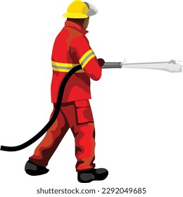 Fireman Work People Activity Vector