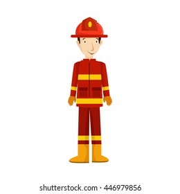 Fireman,and firefighter isolated firefighter helmet, safety service, danger and rescue, uniform protection illustration