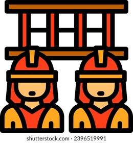 Fireman's Carry Linear Filled Icon Vector Design