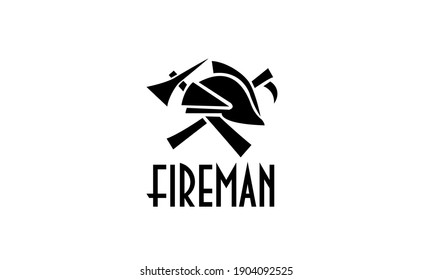 Fireman's uniform helmet hatchet and hook