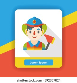 Firemen occupation character flat icon