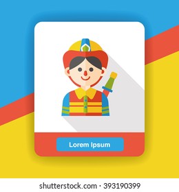 Firemen occupation character flat icon