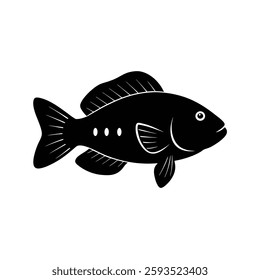 Firemouth Cichlid Silhouette Vector Art | Black Color Fish Illustration Design