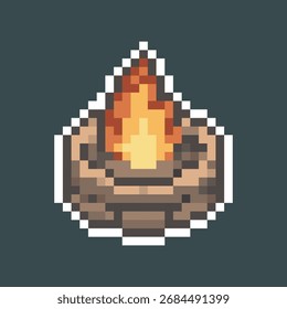 firepit in pixel art style