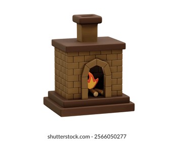 Fireplace 3d illustration icon vector render