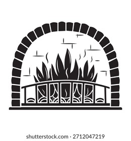 Kamin schwarz gefüllt Vektorsymbol. Kamin Mantel Silhouette Vektorgrafik. Mantelstück Symbol, Logo-Illustration.