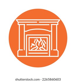 Fireplace black line icon. Pictogram for web page, mobile app, promo.