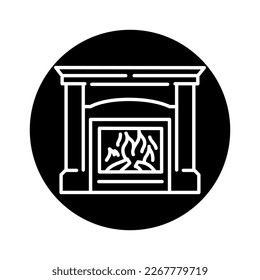Fireplace black line icon. Pictogram for web page, mobile app, promo.