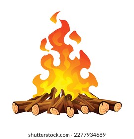Fireplace bonfire or campfire vector illustration