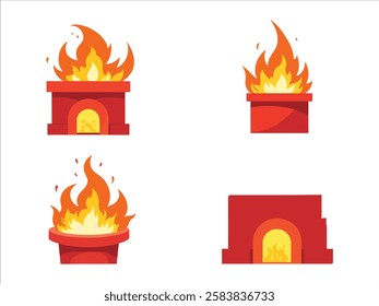 Fireplace and Bonfire Icons vector design