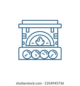 Fireplace brick line icon concept. Fireplace brick flat  vector symbol, sign, outline illustration.