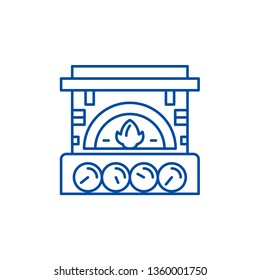 Fireplace brick line icon concept. Fireplace brick flat  vector symbol, sign, outline illustration.