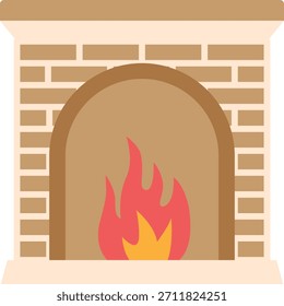 Chimenea con ilustración de fuego ardiente