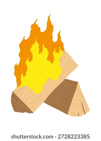 Tipo de fogueira do acampamento Lareira. Queimando madeira, viagem e símbolo de aventura. Fogueira de vetor ou woodfire em estilo de desenho animado plano. Fogueiras turísticas em pilha
