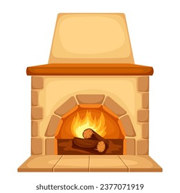 Fireplace. Cartoon illustration of a fireplace isolated on a white background. Vector illustration. Handmade illustration, not AI