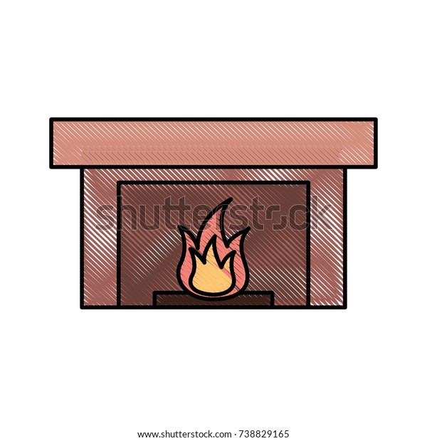 Fireplace Chimney Flame Indoor Decoration Stock Vector Royalty