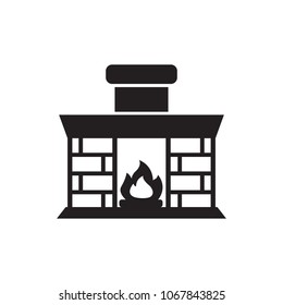 Fireplace, chimney, hearth, fire, bricks vector icon
