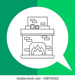 Fireplace with chimney line icon