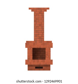 Fireplace with chimney. Vector illustration. House interior