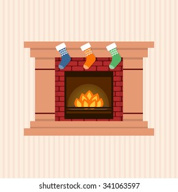 fireplace and christmas socks