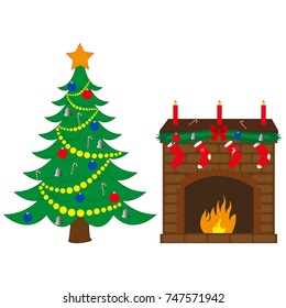 fireplace and Christmas tree