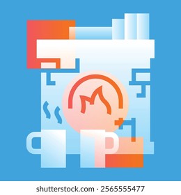 Fireplace with cocoa line black icon. Sign for web page, mobile app, button, logo. Vector isolated button. Editable stroke.