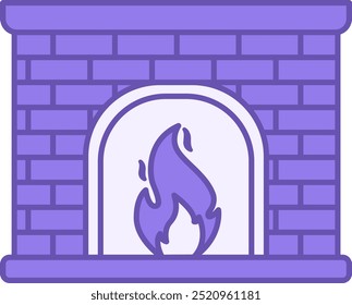 Fireplace Color Icon. Vector Icon. Kindling Fire in the Stove. Symbol of Home Comfort. Christmas and Holiday Concept