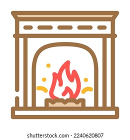 Kamin-Farbsymbol-Vektorgrafik. Kamin-Schild. einzelne Symbolillustration