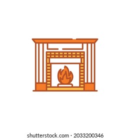 Fireplace color line icon. Pictogram for web page. UI UX GUI design element. Editable stroke.