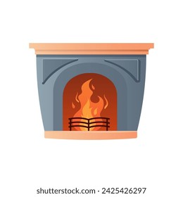 Fireplace of colorful set. This fireplace epitomizes luxury, making it a stunning focal point against the clean white background. Vector illustration.