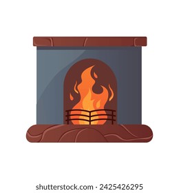 Fireplace of colorful set. This illustration captures the essence of luxury with its meticulously crafted fireplace design, enhanced by subtle cartoon elements. Vector illustration.