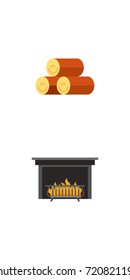 Fireplace concept icon set