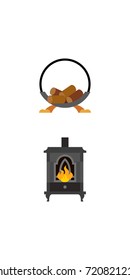 Fireplace concept icon set