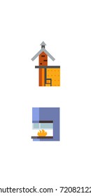 Fireplace concept icon set